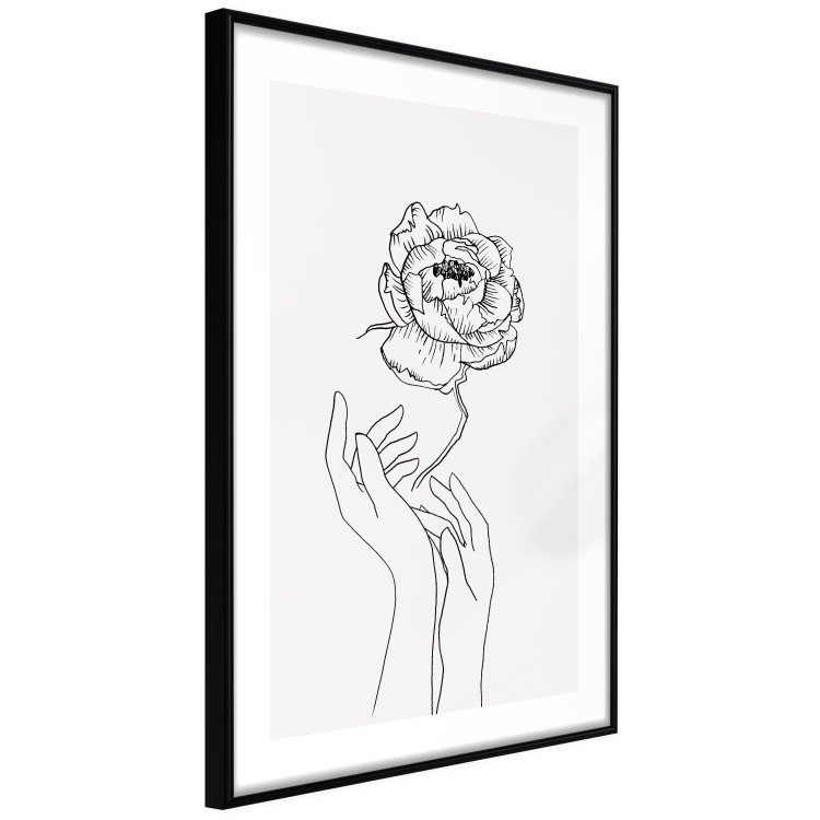 Wall Poster Delicate Flower - line art of flowers and hands on a contrasting white background 131921 additionalImage 6