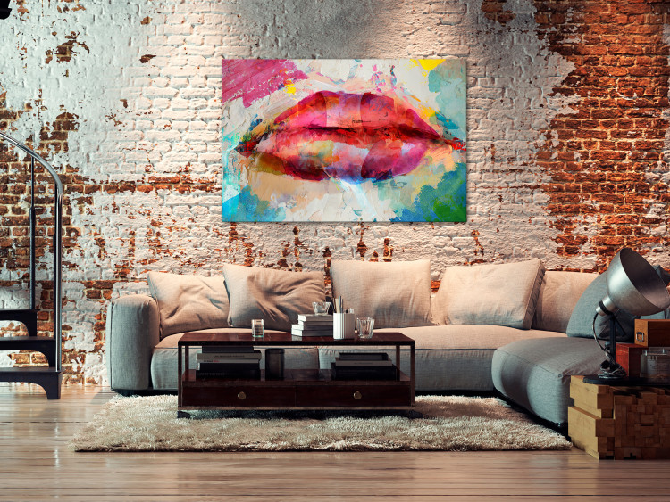 Canvas Artistic Lips (1-piece) Wide - abstraction of colorful lips 132221 additionalImage 3