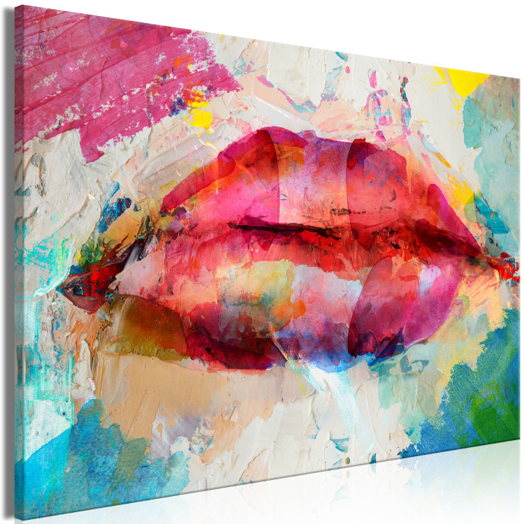 Canvas Artistic Lips (1-piece) Wide - abstraction of colorful lips 132221 additionalImage 2
