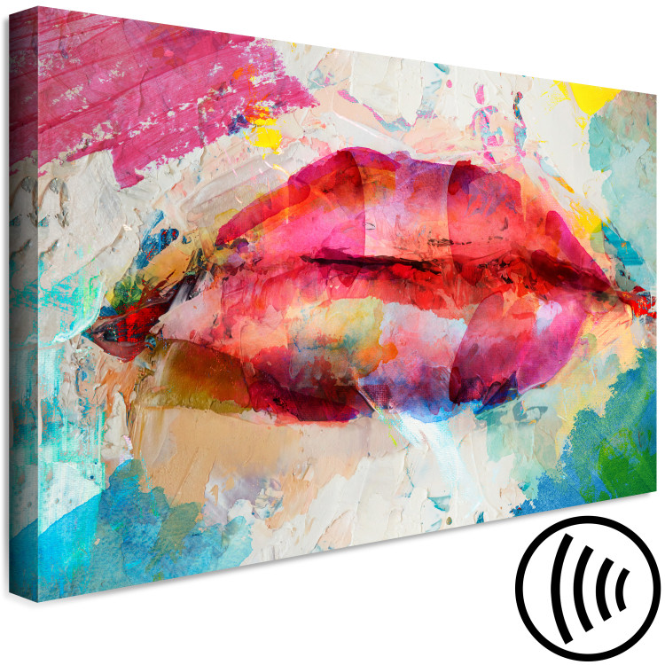 Canvas Artistic Lips (1-piece) Wide - abstraction of colorful lips 132221 additionalImage 6