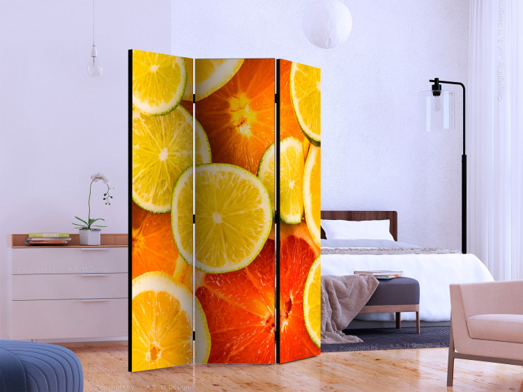 Room Divider Screen Citrus Fruits (3-piece) - juicy orange tropical fruits 133321 additionalImage 2