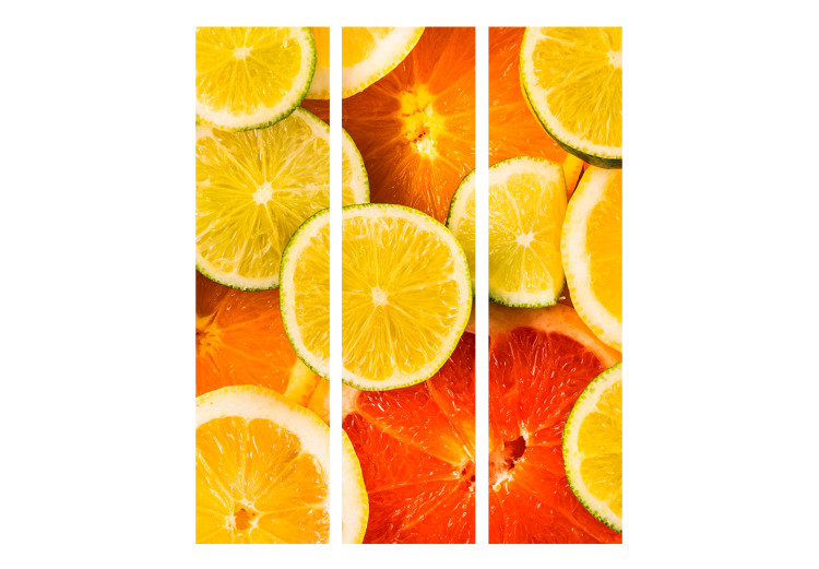 Room Divider Screen Citrus Fruits (3-piece) - juicy orange tropical fruits 133321 additionalImage 3