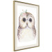 Poster Cheerful Owl - portrait of an owl with a flower on a white contrasting background 135721 additionalThumb 2