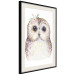 Poster Cheerful Owl - portrait of an owl with a flower on a white contrasting background 135721 additionalThumb 4