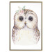 Poster Cheerful Owl - portrait of an owl with a flower on a white contrasting background 135721 additionalThumb 15