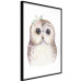 Poster Cheerful Owl - portrait of an owl with a flower on a white contrasting background 135721 additionalThumb 3