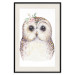 Poster Cheerful Owl - portrait of an owl with a flower on a white contrasting background 135721 additionalThumb 11