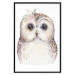 Poster Cheerful Owl - portrait of an owl with a flower on a white contrasting background 135721 additionalThumb 13