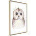 Poster Cheerful Owl - portrait of an owl with a flower on a white contrasting background 135721 additionalThumb 3