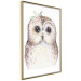 Poster Cheerful Owl - portrait of an owl with a flower on a white contrasting background 135721 additionalThumb 6