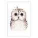Poster Cheerful Owl - portrait of an owl with a flower on a white contrasting background 135721 additionalThumb 16