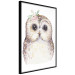 Poster Cheerful Owl - portrait of an owl with a flower on a white contrasting background 135721 additionalThumb 5