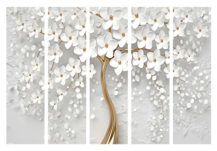 Folding Screen Magical Magnolia II (5-piece) - Tree with white flowers 136121 additionalImage 7