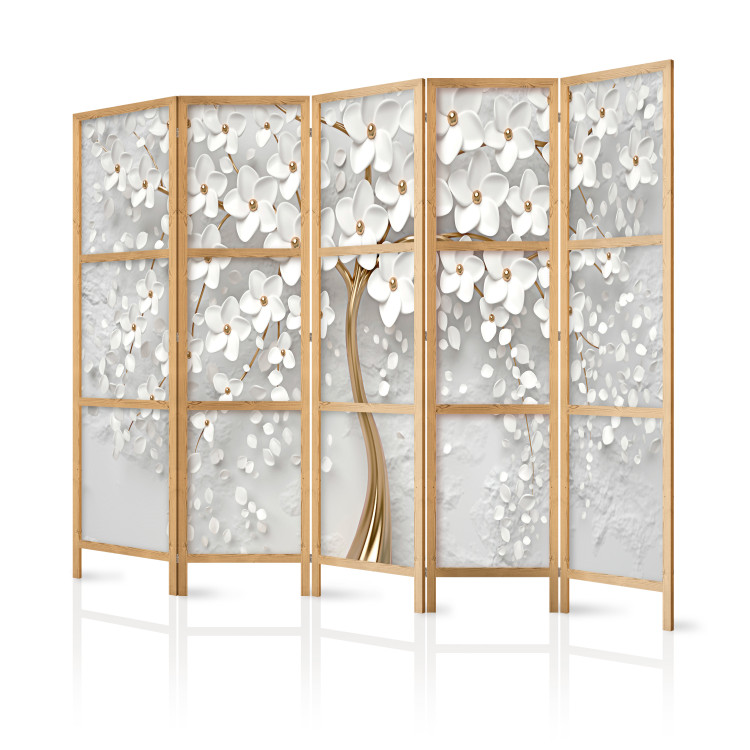 Folding Screen Magical Magnolia II (5-piece) - Tree with white flowers 136121 additionalImage 5