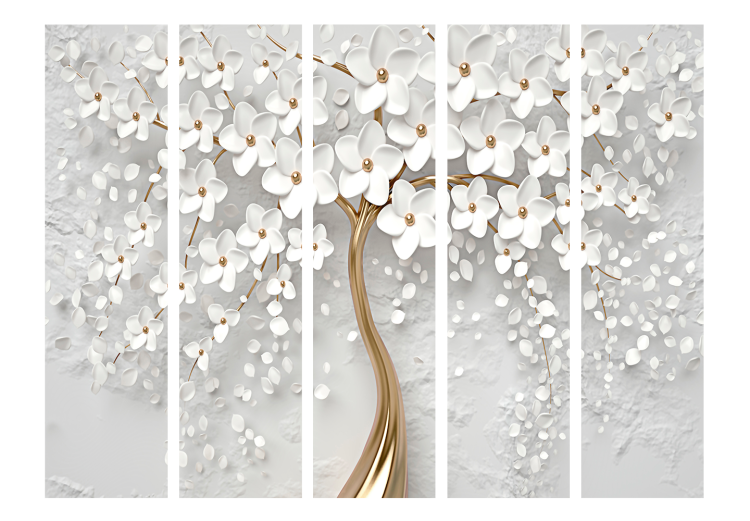 Folding Screen Magical Magnolia II (5-piece) - Tree with white flowers 136121 additionalImage 3
