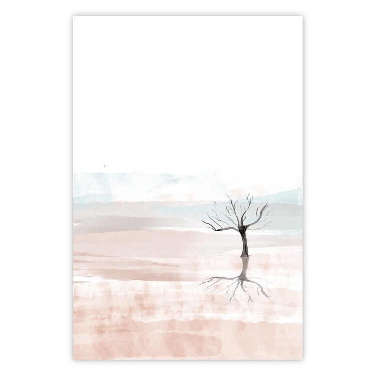 Poster Watercolor Landscape - composition of a landscape of a black leafless tree 137921