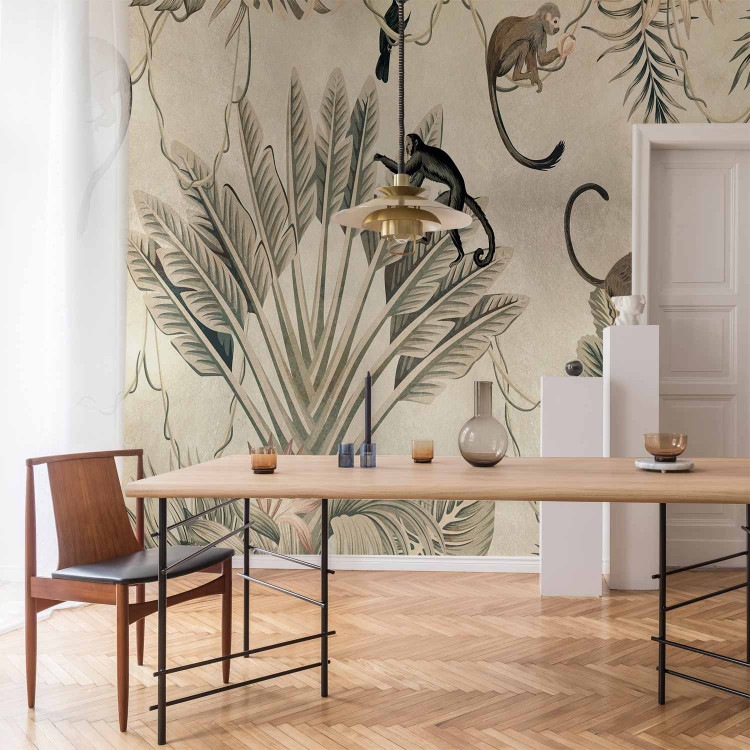 Wall Mural Fauna and Flora Jungle - a composition maintained in shades of gray 138821 additionalImage 6