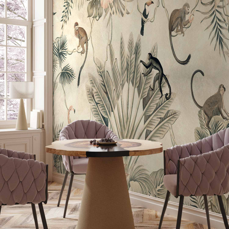 Wall Mural Fauna and Flora Jungle - a composition maintained in shades of gray 138821 additionalImage 7