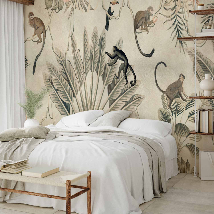 Wall Mural Fauna and Flora Jungle - a composition maintained in shades of gray 138821 additionalImage 2