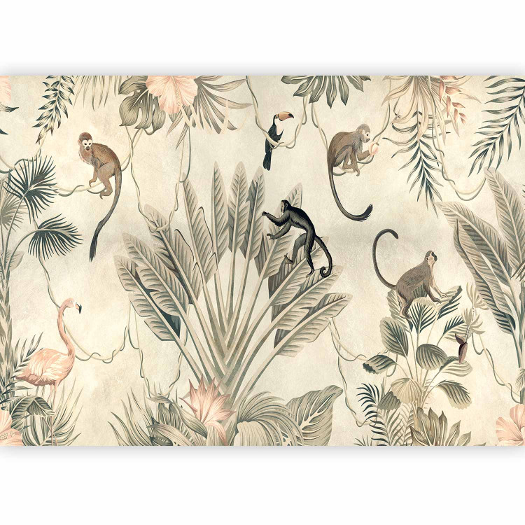 Wall Mural Fauna and Flora Jungle - a composition maintained in shades of gray 138821 additionalImage 1