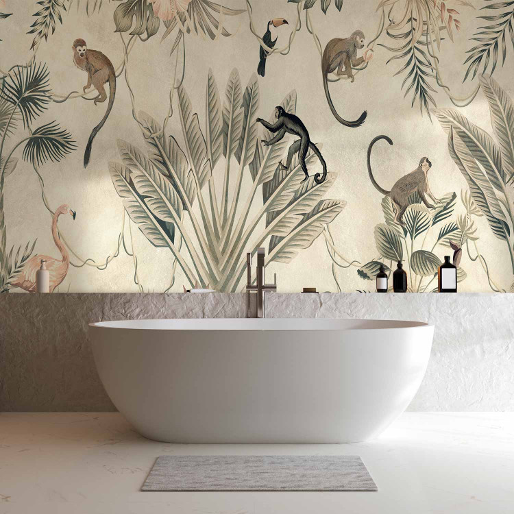Wall Mural Fauna and Flora Jungle - a composition maintained in shades of gray 138821 additionalImage 8