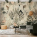 Wall Mural Fauna and Flora Jungle - a composition maintained in shades of gray 138821