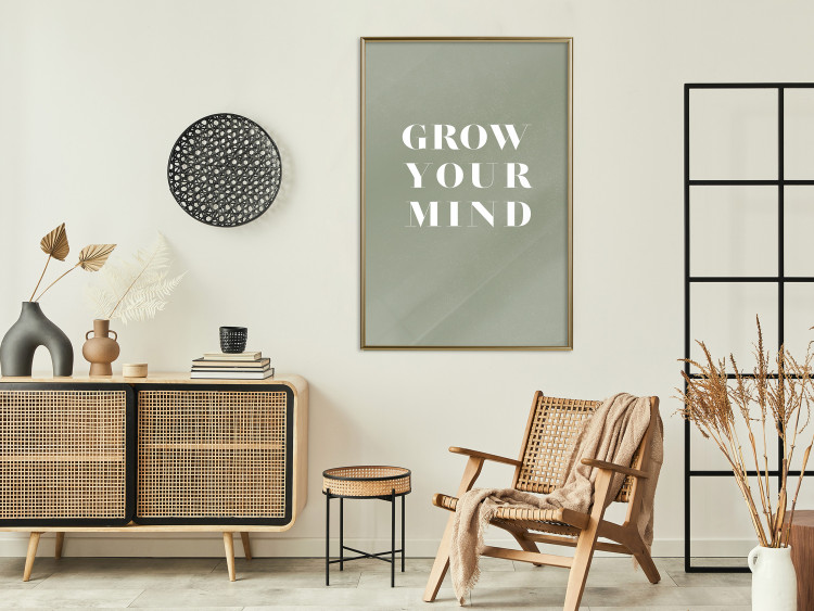 Wall Poster Grow Your Mind - English texts on a contrasting gray background 142321 additionalImage 11