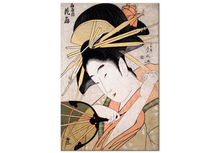 Canvas Art Print Ōgiya no uchi Hanaōgi (1-piece) Vertical - portrait of an Asian woman 142421