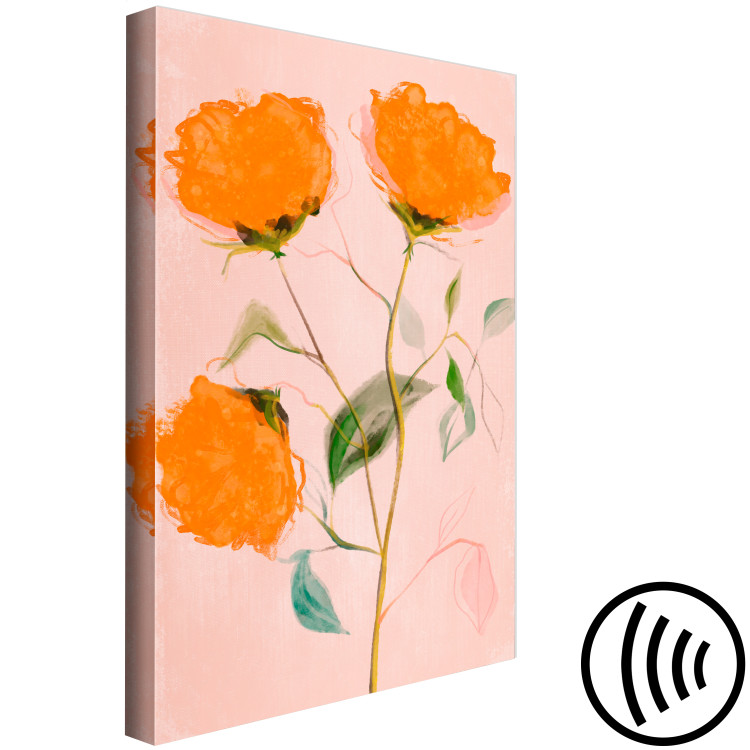 Canvas Art Print Orange Flowers (1-piece) Vertical - three roses in bloom 142821 additionalImage 6