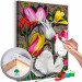 Paint by Number Kit Expressive Tulips - White, Pink and Yellow Flowers on an Ornamental Background 144521