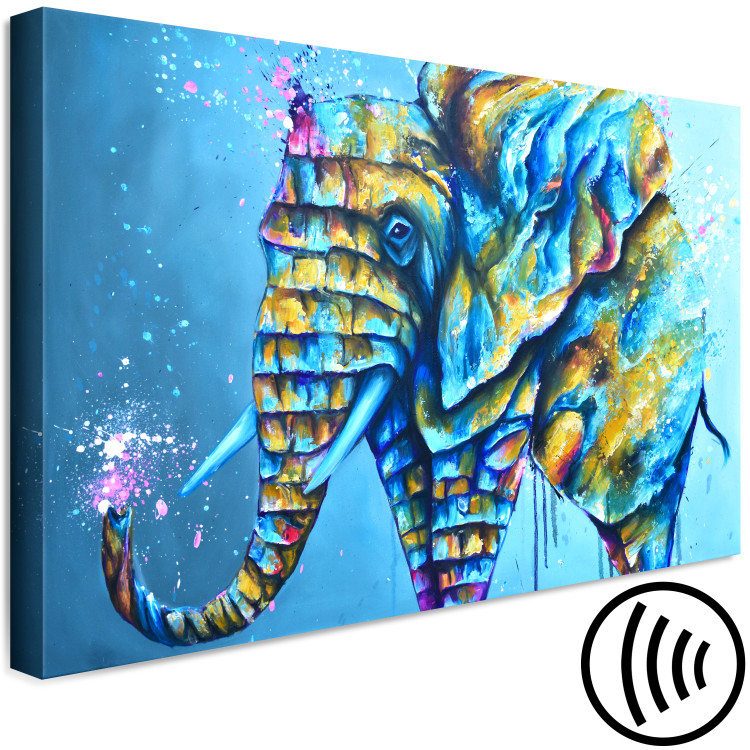 Canvas Print Elephant on Blue Background (1-piece) - animal colorful fantasy 144721 additionalImage 6