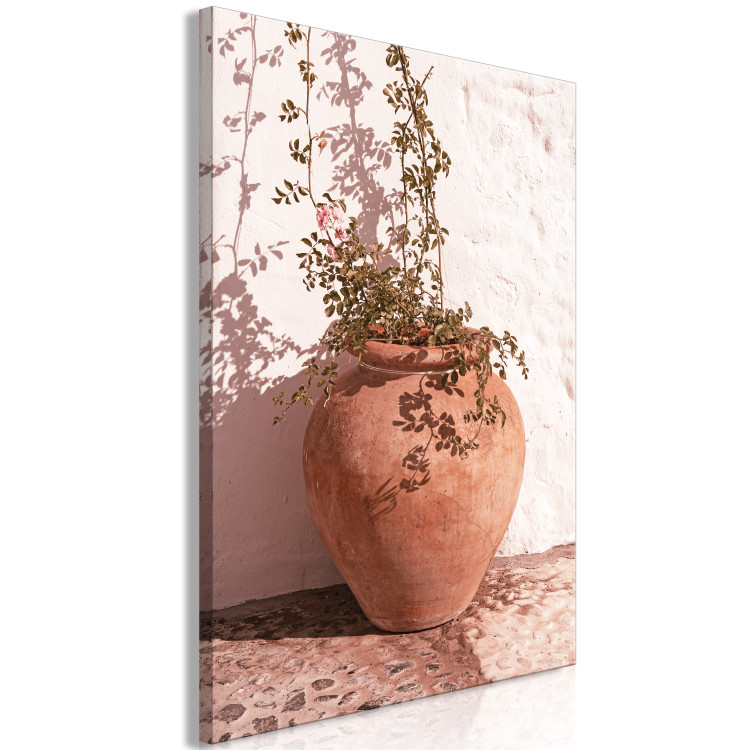 Canvas Art Print Plant in a Pot (1-piece) - landscape in flowers in a clay pot 145221 additionalImage 2