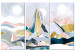 Canvas Abstract Triptych - Three Mountain Landscapes With Elements of Gold 146021
