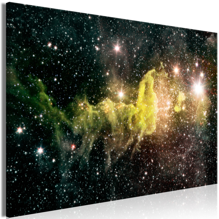 Canvas Art Print Green Nebula (1-piece) - cosmic landscape with shining stars 146421 additionalImage 2