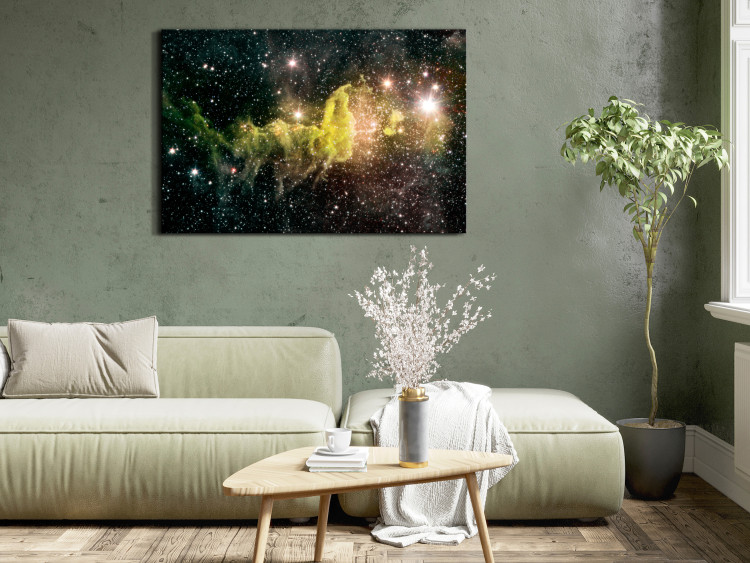 Canvas Art Print Green Nebula (1-piece) - cosmic landscape with shining stars 146421 additionalImage 3