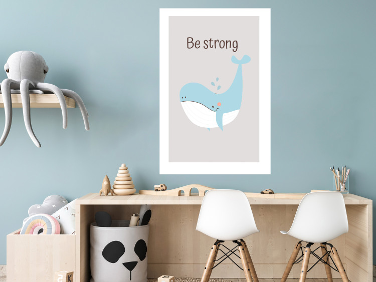 Poster Be Strong - Cheerful Blue Whale and Motivational Slogan for Children 146621 additionalImage 6