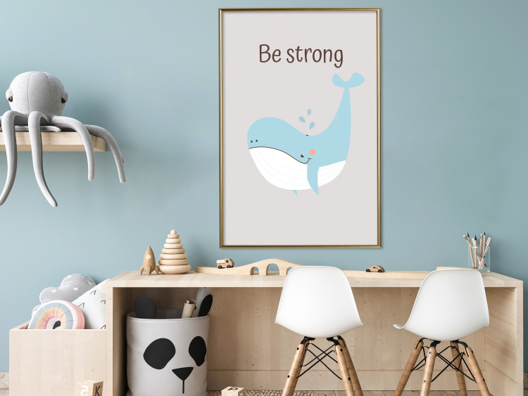 Poster Be Strong - Cheerful Blue Whale and Motivational Slogan for Children 146621 additionalImage 19