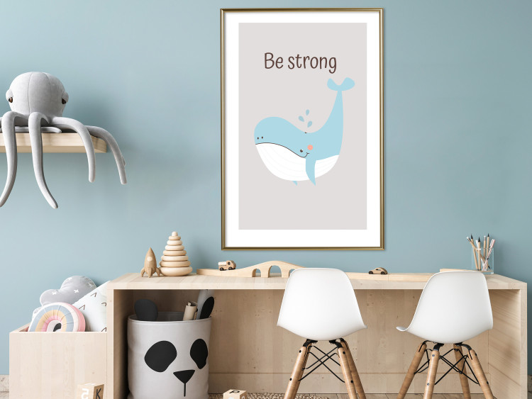 Poster Be Strong - Cheerful Blue Whale and Motivational Slogan for Children 146621 additionalImage 4