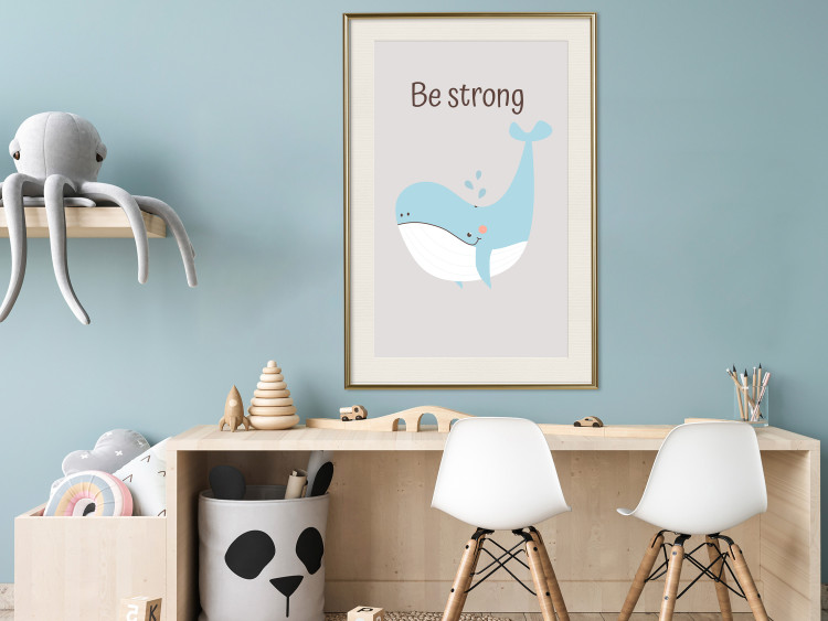 Poster Be Strong - Cheerful Blue Whale and Motivational Slogan for Children 146621 additionalImage 8