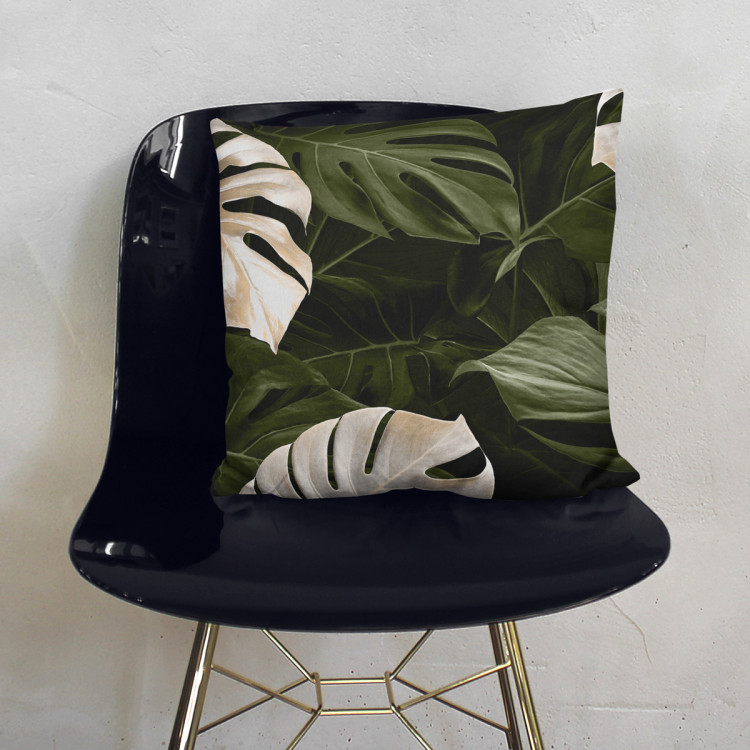 Decorative Microfiber Pillow Faces of the monstera - composition with rich detail of egoztic plants cushions 146821 additionalImage 5