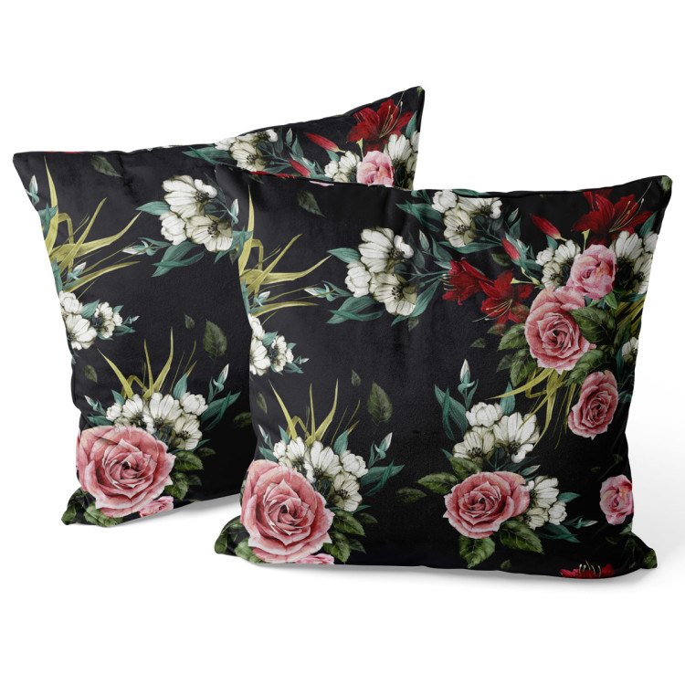 Decorative Velor Pillow Simple beauty - vintage style rose flower design on black background 147121 additionalImage 3