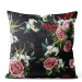 Decorative Velor Pillow Simple beauty - vintage style rose flower design on black background 147121