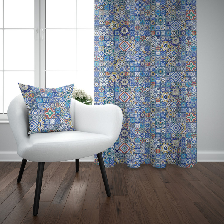 Decorative Curtain Blue connections - a motif inspired by patchwork ceramics 147321 additionalImage 5