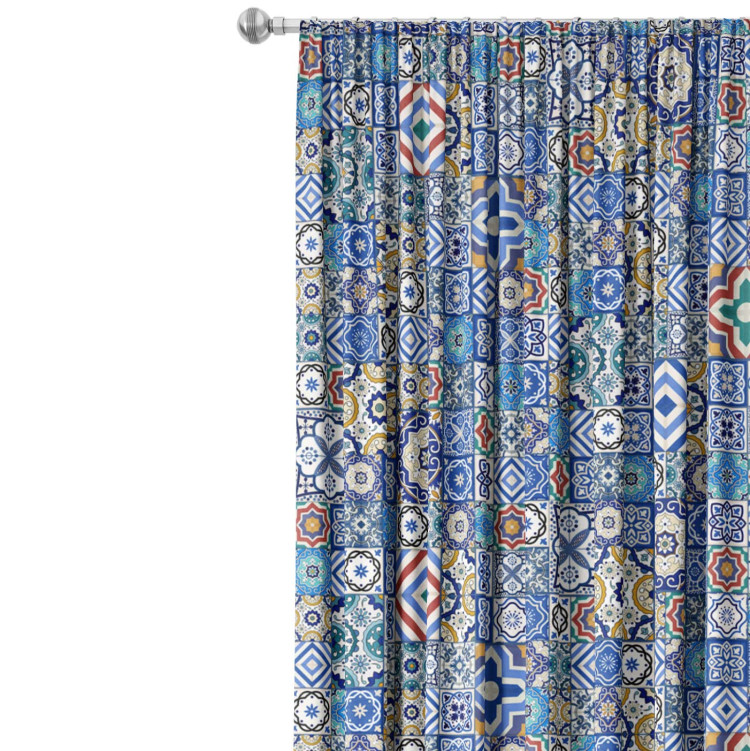 Decorative Curtain Blue connections - a motif inspired by patchwork ceramics 147321 additionalImage 4
