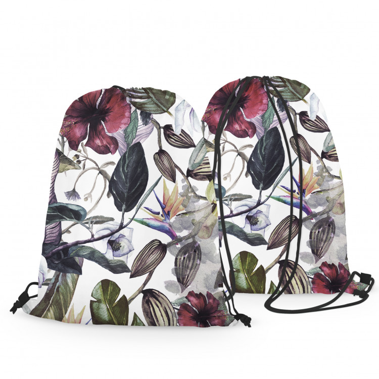 Backpack Oriental plants - branches, leaves and flowers in watercolour style 147421 additionalImage 3