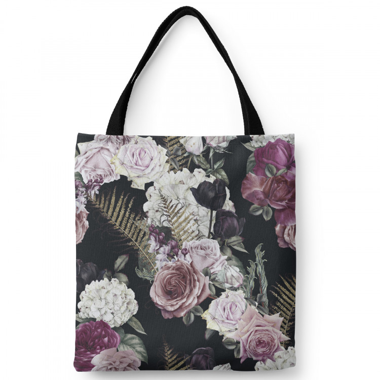 Shopping Bag Mystical bouquet - rose flowers and hydrangea on black background 147521