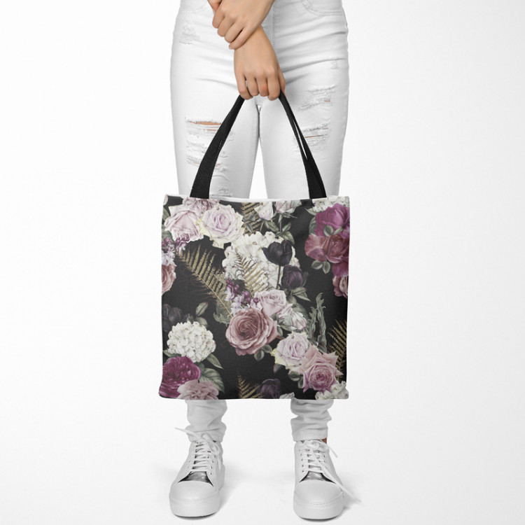 Shopping Bag Mystical bouquet - rose flowers and hydrangea on black background 147521 additionalImage 2