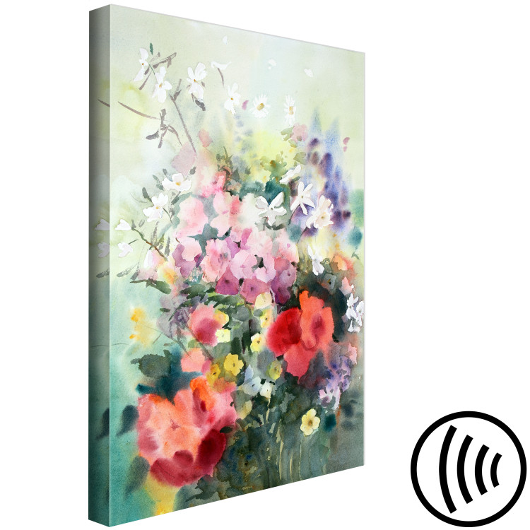 Canvas Art Print Watercolor Bouquet (1-piece) - colorful flowers on a blurred background 149721 additionalImage 6