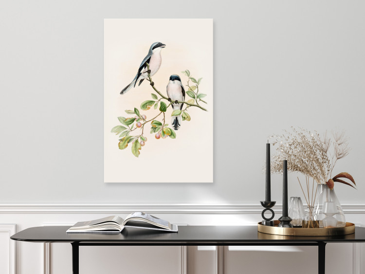 Canvas Print Black-Fronted Shrike - Illustration of a Pair of Birds on a Branch 149821 additionalImage 3