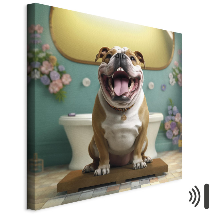 Canvas Art Print AI French Bulldog Dog - Animal Waiting In Colorful Bathroom - Square 150221 additionalImage 8